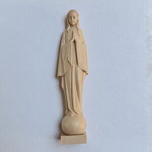 Vintage Beige Plastic Praying Mary Figurine Robe Mary Jesus Religious Christian